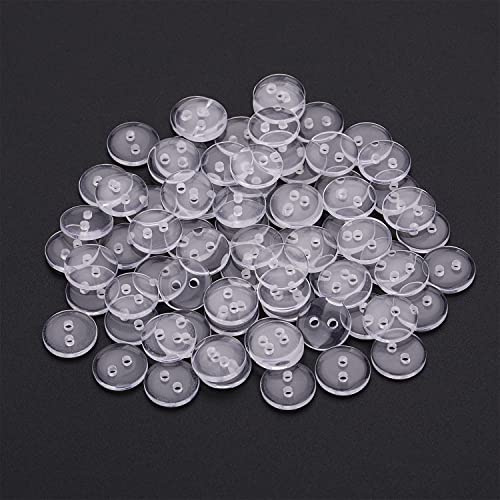 Trimming Shop Round Plastic Buttons 2 Holes for Sewing Clothing, Sewing Crafts, Children’s Handmade Decoration, Knitting, DIY Projects (10mm, Clear, 25pcs)