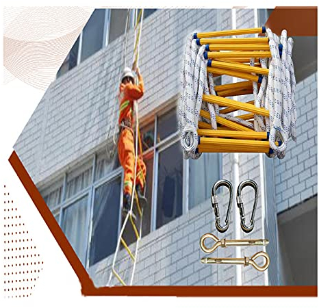 ZXCVBAS Rettungsleiter,Rettungsseilleiter,Mehrzweckleiter,Fensterfeuer-Not-Fluchtleiter, Kletterseil-Rettungsleiter Für Kinder Oder Erwachsene, Wiederverwendbar,12m/39.37ft