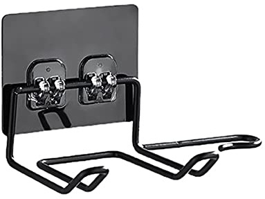 ARFUKA Hair Dryer Holder Wall Mounted Stand Hanger Rack Stainless Steel Hair Care Tool Holder, Suitable for Bathroom, Bedroom, Barber Shop (Black)