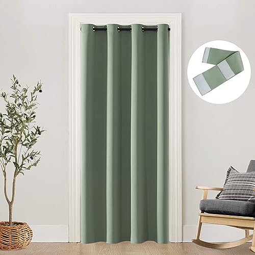 SHINELAND Room Divider Curtains,Boho Closet Door,80 Inches Long,Sage Green