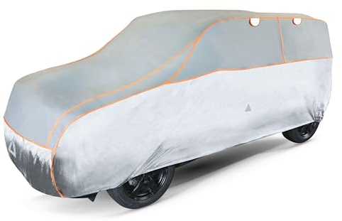 Walser Hagelschutz Abdeckplane Auto, Autogarage Abdeckung, Abdeckplane Auto Basic, Auto Hagelschutzplane, Abdeckung Auto 100% Polyester, Auto Vollgarage, Auto Abdeckung SUV XL - grau-Silber
