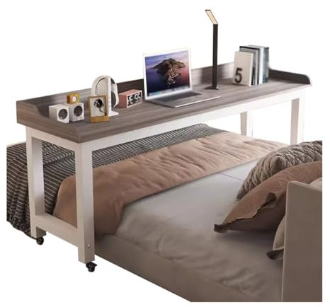 Überbetttisch Überbetttisch mit Rollen, Überbetttisch Aller Größen, mobiler Computertisch, Laptopwagen, Esstisch oder Bartisch mit rollbarem Laptopbett (Size : 140x50x80cm)