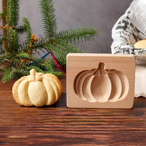 Molde de madera tallada para galletas, cortador de galletas de jengibre, moldes de sello de galletas para Springerle, tragacanto, mazapán, Pryanik ruso, pan de jengibre, Lebkuchen y Tirggel (calabaza)