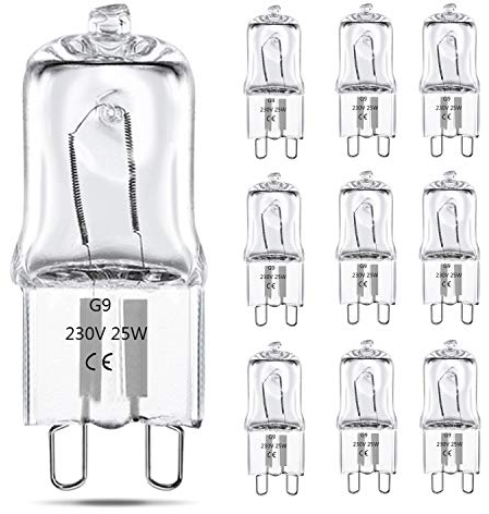OPASOLAR Lampe halogène G9 Lot de 10 ampoules capsules Pin Base de lampe Ampoule à incandescence éclairant 220-240V Dimmable Blanc chaud (25, Watts)