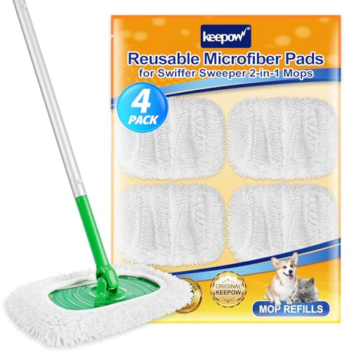 KEEPOW Nachfüllpackung für Swiffer Feuchte Bodentücher – nass & trocken | Chenille-Material, 5× Kraft, Wiederverwendbare Bodentücher für Swiffer Bodenwischer Nass, langlebig, mit Wäschebeutel