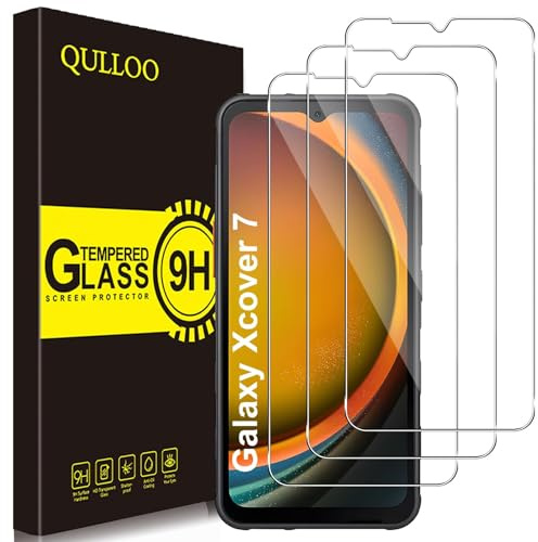 QULLOO Verre Trempé pour Samsung Galaxy Xcover 7 / Xcover 7 Pro / Xcover7 Entreprise Edition [3 pièces], Protecteur D'écran Ultra Résistant Dureté 9H Film Protection Écran