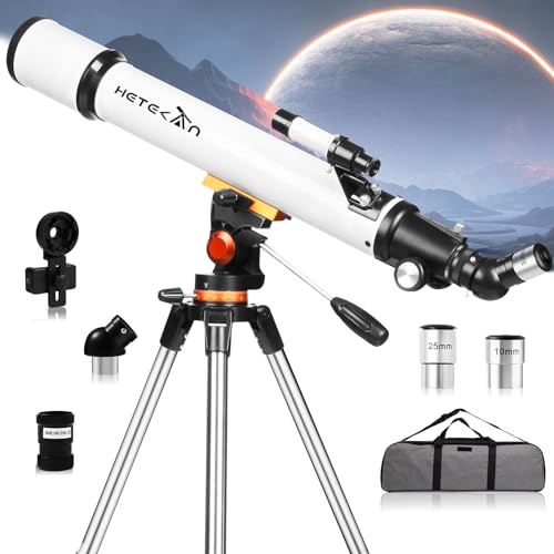 HETEKAN Teleskop, Teleskope Astronomie für Erwachsene,70 mm Öffnung und 700 mm Brennweite (28x-210x), Profi Refraktor-Teleskop für Kinder und Anfänge,it AZ-Halterung, für Planeten- und Mondbeobachtung