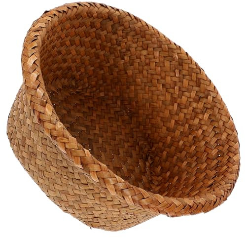 PRETYZOOM Körbe Aufbewahrungskorb ablagekörbe kühlkorb einkaufskorb Geflochtenes Serviertablett Snack-Aufbewahrungstablett Brotkorb Strohkorb Obst Gewobener Korb Lagerregal Wollknäuel Gras