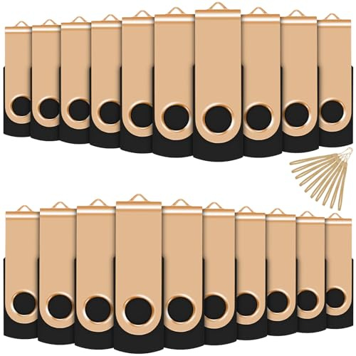 Lot de 20 clés USB pivotantes 2 Go Doré