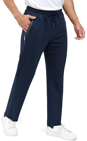 Csqtongan Joggingbyxor herr bomull sportbyxor långa sportbyxor träningsbyxor löparbyxor joggingbyxor sweatpants byxor med elastiskt band för män, Mörkblå, M