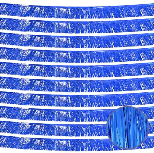 Ohiyoo 10 Stück 3 m blaue Fransengirlande Folien-Fransengirlande Metallic Lametta Luftschlangen Fransen Hintergrund Banner für Parade Floats Geburtstag Party Dekorationen Halloween
