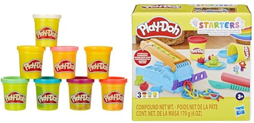 PlayDoh E5044EU4 8er Pack, Knete in Regenbogen Farben, für fantasievolles und kreatives Spielen, bunt & Knetwerk Starter-Set für Kinder zum Kneten und Spielen