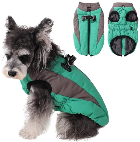 Poseca Hunde-Wintermantel mit Geschirr, verstellbare Hundejacken, extra warm, Hunde-Schneeanzug mit Reißverschluss, Welpen-Hundemantel für den Winter, Hundemäntel für kaltes Wetter für kleine,