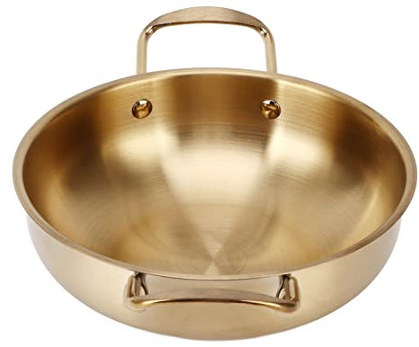 Naroote Ramen-Topf, Koreanischer Ramen-Topf, Kompatibel mit Gasherd, Induktionsherd, Gold, Koreanischer Ramen-Topf, Koreanischer Topf für Ramen, Nudeln, Suppe, Brei (Innendurchmesser 22cm)