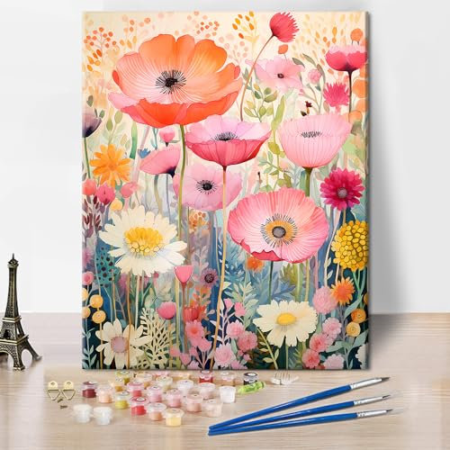 TISHIRON Paint by Numbers Floral and Plants DIY Craft Kit for Adults (16x20 Inch)