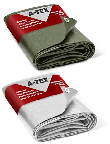 A-TEX® Abdeckplane 140 g/m² (Grün, 3 x 5 m) | Verschiedene Stärken, Größen und Farben wählbar | Plane mit Ösen | Gewebeplane Gartenplane Zelt Holzplane | wasserdicht | reißfest | UV-stabilisiert