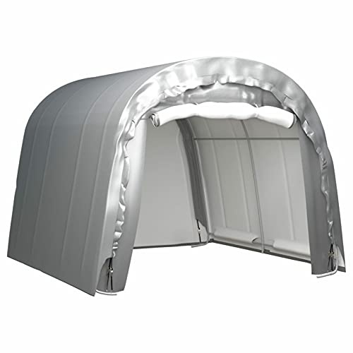 IKAYAA Weidezelt Winterfest PVC Weideunterstand Unterstand Garagenzelt Carport für größere Nutztiere-Grau-300x300 cm