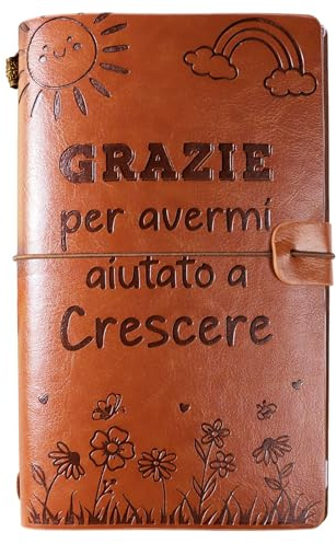 GEBETTER Italienisch Geschenk für Lehrer Erzieherin A6 Kunstleder Tagebuch „DANKE, dass du uns beim WACHSEN geholfen hast“ Abschiedsgeschenk Notizbuch Vintage Reise Journal für Professor Lehrerin