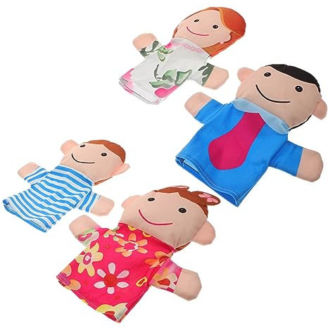 HEMOTON Pädagogisches Handpuppen-Set Für Kleinkinder – 4 Familienpuppen Pädagogisches Kinderspielzeug Handpuppenfamilie Requisiten Für Theateraufführungen Für Jungen Und Mädchen
