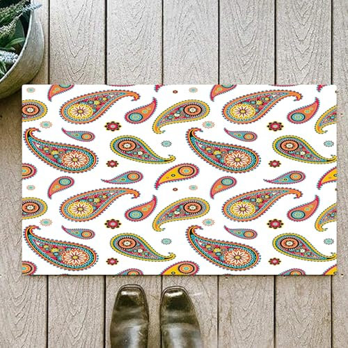 OHJEAJDS Tappeto Bagno - Tappeto multiuso antiscivolo per ingresso,cucina,camera,bagno,Soffice Tappeto Doccia,Paisley, motivi paisley persiani vintage e stampa in stile hippie di ispirazione,60x100cm