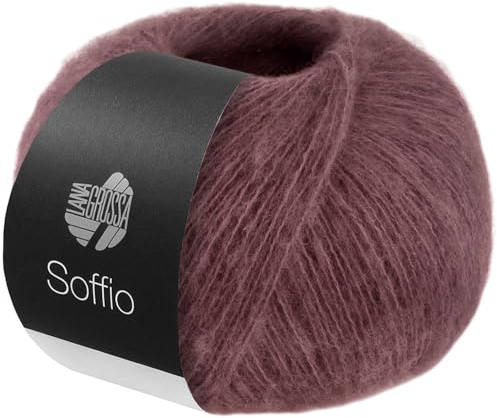 LANA GROSSA Soffio | Flauschiges Lace-Garn aus Merino- & Baumwolle mit 10% Kaschmir | Handstrickgarn aus 60% Schurwolle (Merino superfein), 30% Baumwolle (Bio) | 25g zum Stricken | 212m Garn FB 35