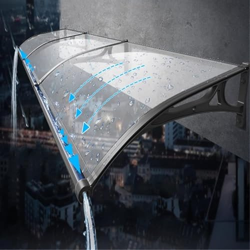 Front Door Canopy Outdoor Awning, Window Garden Patio Porch Awning, Rain Shelter Cover Transparent Polycarbonate and Aluminium Frame,Uv Resistant, 80x550cm/32x216