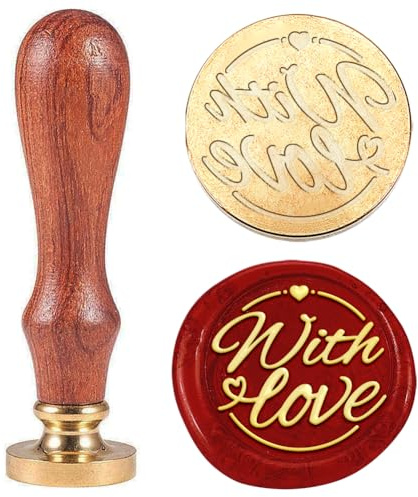 Hobbspring Wachssiegel Stempel Mit Vintage Wörtern With Love Siegelwachs Stempel 30mm Abnehmbarer Messingstempelkopf Mit Holzgriff Für Umschläge Einladungen Dekor Zurück zur Schule
