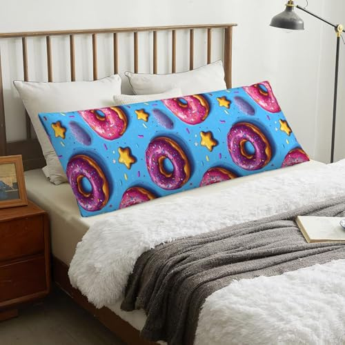 Federa per cuscino per il corpo con cerniera, 50 x 137 cm, stampa ciambella, morbida, confortevole, lunga federa rimovibile