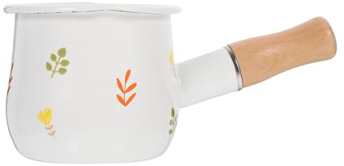 POPETPOP Olla Mini Esmaltada para Leche Antiadherente con Mango Ergonómico Resistente Altas Temperaturas para Cocina Inducción Gas Eléctrico para Leche Sopas y Salsas