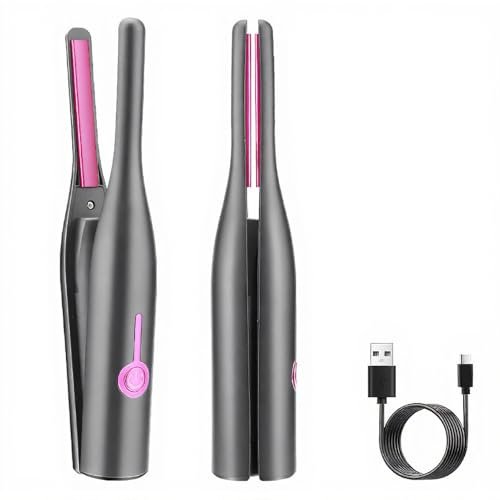 Sanpyl Plancha plana para lápiz, de calentamiento rápido, rizador inalámbrico pequeño para cabello corto, flequillo, cortes Pixie, batería integrada de 2600 mAh (negro)