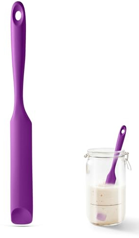 U-Taste Spatola silicone barattoli, resistente a 315°C, cucchiaio, Viola | raschietto flessibile con manico lungo e sottile per raschiare salse, mescolare pasta madre, per piccoli contenitori