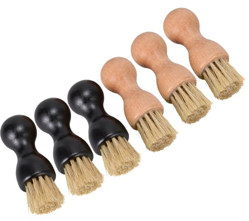 DEARMAMY Spazzola per Scarpe in Legno 6 Pezzi Setole per Pulizia Versatile e Cura delle Scarpe Manico in Legno per Stivali