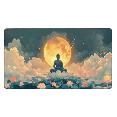 Tappetino Mouse Gaming XXL, 2000x1000x3mm Grande Tappetino Scrivania Cuciti Base in Gomma, Mouse Pad Impermeabile Antiscivolo, Desktop Ufficio, Migliora Precisione Velocità (Statua Di Pietra) xR7-739