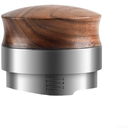 Distributore di caffè, strumento distributore di caffè espresso, grande base piatta con design a tre angoli, impugnatura comoda in noce, distribuzione uniforme del terreno per una perfetta infusione