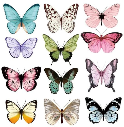 36 Pcs 3D Butterfly Wall Stickers, PVC Butterfly Decorations for Home Bedroom Party, Removable Wall Decals (Adhesive Not Included) for Living Room Wedding Decor