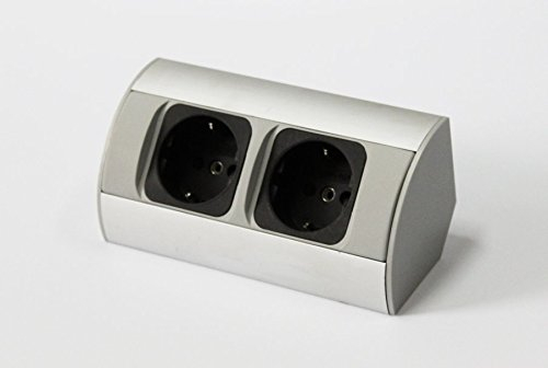 Ecksteckdose Aluminium Energiebox Tischsteckdose Powerport Schutzkontakt