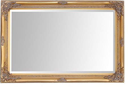 Välj speglar Rhone väggspegel – fransk vintage, rokoko barock stil, shabby chic heminredning – 60 cm x 90 cm (2x3 fot) 60cm x 90cm Antik guld