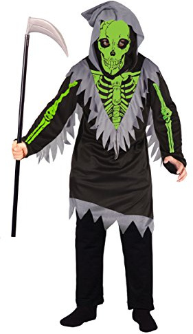 Ciao - Green Skeleton Boy Costume Scheletro con Falce, Nero/Verde, 5-7 anni, 13028.5-7