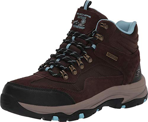 Skechers Damen Trego Base Camp Walking-Schuh, Chocolate Suede Textile Light Blue Trim, 39 EU