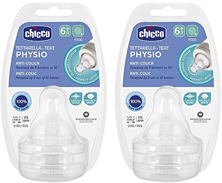 Chicco Perfect-5 spenen set 4 st. Soft Sense-ILIKON nappar stl. X Food Brei 6 månader tillverkad i Italien