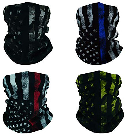 SMEHCF 4 US Flag Pannband Bandana Balaclava Halv Ansiktsmask Sköld Huvud Hår Halsduk Hals Damask Hatt Multipurpose För Kvinnor Män Andas Återanvändbar Tvättbar Retro Svart Blå