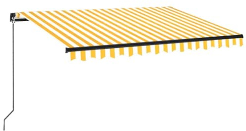vidaXL Manual Retractable Awning Folding Arm Outdoor Manual Retractable Awning Outdoor Sunshade Garden Patio Balcony 350x250 cm Yellow and White