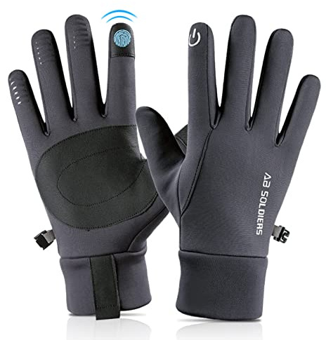 flintronic Guantes de Invierno Ciclismo,Guantes Cálidos de Invierno, Pantalla Táctil a Prueba de Viento Guantes para Correr, Conducir, Ciclismo, Escalar,Hombres y Mujeres (Gris-L)