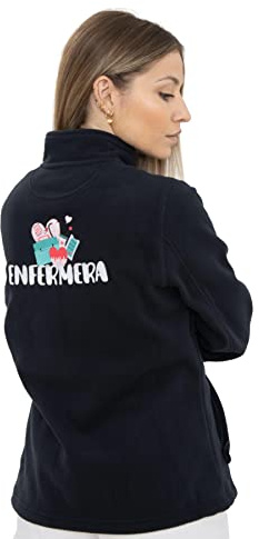 WEARK Chaqueta Forro Polar Térmico Personalizable Enfermera Mujer – Sudadera con Bordado Espalda y Nombre en Pecho, Bolsillos con Cremallera, Suave 100% Poliéster Anti-Bolitas (Talla M)