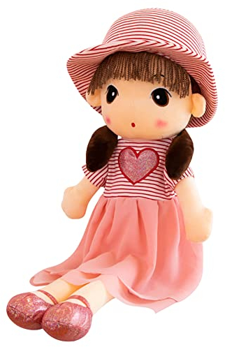 Herbests 50cm Mädchen Plüschpuppe,Weiche Stoffpuppe Fee Puppe Babypuppe Schlafen Püppchen Niedliches Märchen Prinzessin Puppe Weiche Baby Puppe Plüsch Spielzeug Geschenk für Kinder,Rot