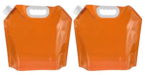 PATIKIL 1.3 Gallon 5L Collapsible Water Container Bag, 2 Pack Plastic Storage Jug Folding Water Bag for Camping, Hiking, Emergency Water Storage, Orange
