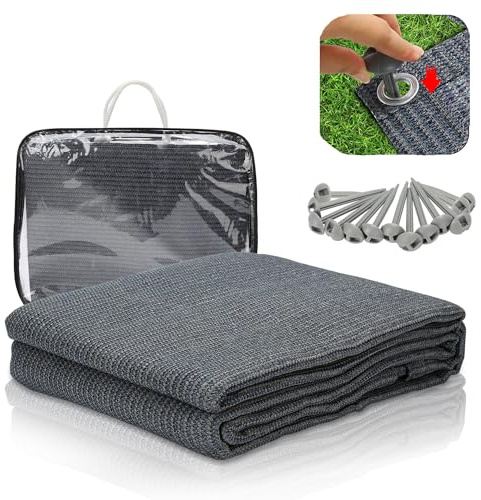 Ollewiellan Vorzeltteppich Campingteppich Outdoor Atmungsaktiv rutschfest Waschbare Schimmelfrei UV-Stabilisiert mit 12 Löchern, 13 Heringe und Tragetasche