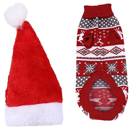WOONEKY 2stücke Rinderkostüm Für Hunde Weihnachtskleidung Für Haustiere Pullover Aus Weichem Material Mit Hut Leicht Und Tragbar Bequem Für Kleine Haustiere