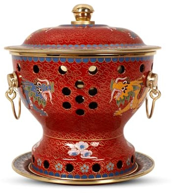 OYWEHECE Hot Pot Single Cloisonne Copper Hot Pot, Alter Peking Alkohol Kleiner heißer Topf Haushalt altmodischer Shabu handgefertigter Kupfertopf Nicht-Stick,L