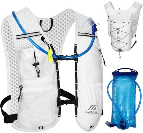 ONETOALL Zaino Trail Running, Gilet Running Uomo Donna, Running Vest con Sacca Idrica 2L, Gilet Corsa per Idratazione Ultraleggero Riflettente per Corsa MTB Bici Moto Trekking